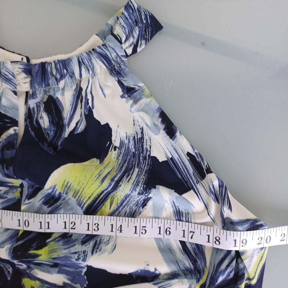 Chicos Blue Green Floral Halter Maxi Dress Size 2 Large Sleeveless Painterly Art - Picture 4 of 10